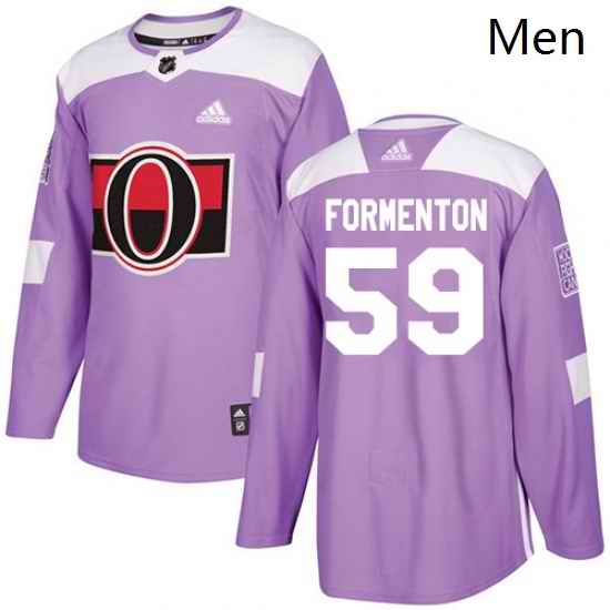 Mens Adidas Ottawa Senators 59 Alex Formenton Authentic Purple Fights Cancer Practice NHL Jersey